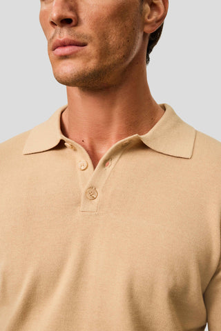 Beige langærmet polo