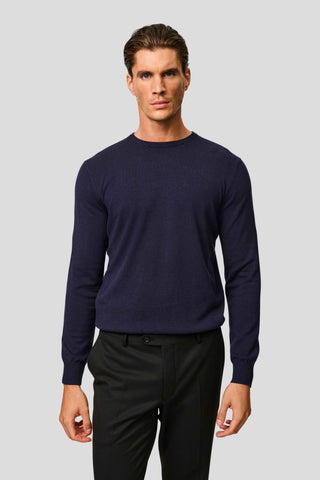 Navy o-neck striktrøje