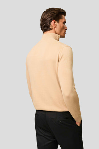 Beige half-zip striktrøje