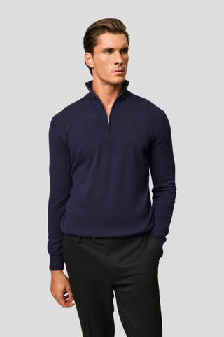 Navy half-zip striktrøje