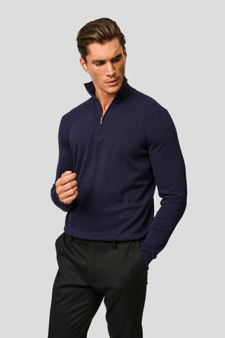 Navy half-zip striktrøje