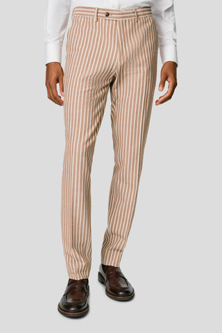 PRESTIGE brunt stribet jakkesæt i seersucker PRESTIGE