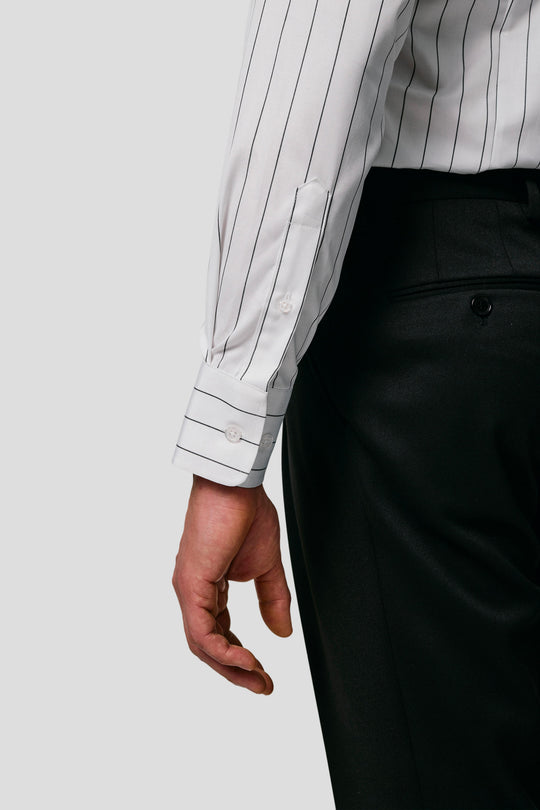 Signatur poplin skjorte hvid slim med sorte striber Shirtmakers