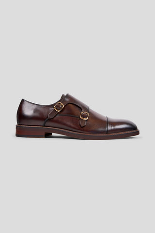 Brun dobbelt monk strap sko