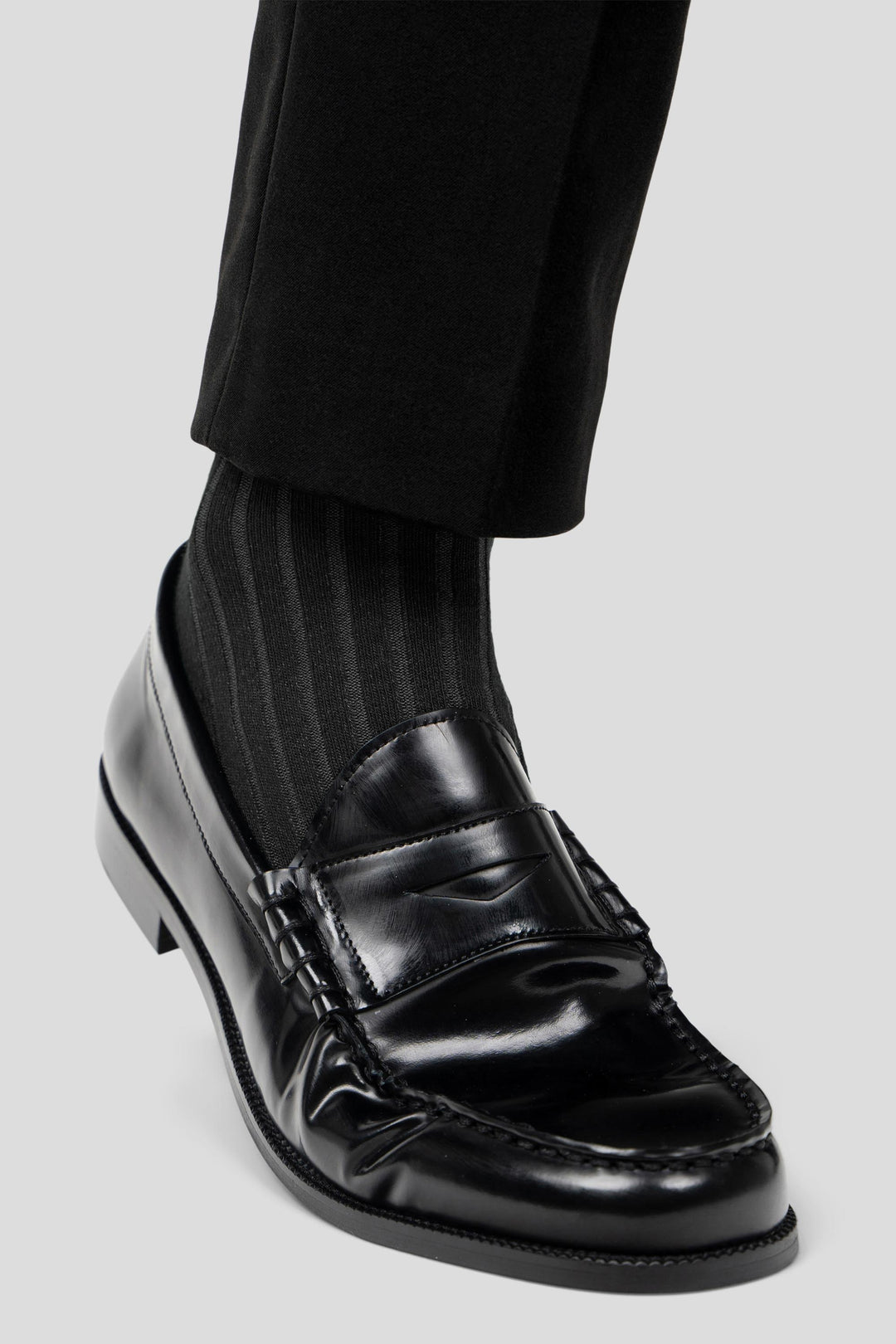 Sort ribbed strømper Lindner