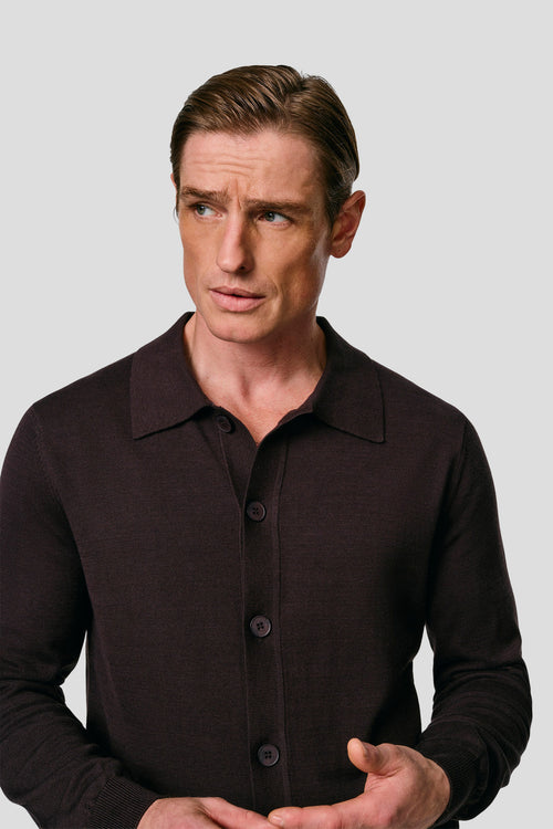 Brun polo cardigan