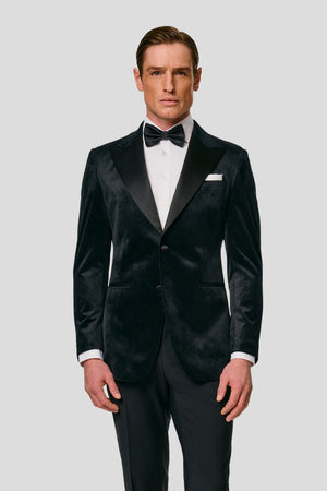 PREMIUM schwarzer Velours-Smokingblazer