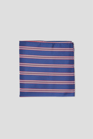 Einstecktuch mit Streifen in Blau & Rot