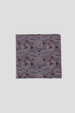 Paisley-Einstecktuch in Bordeaux und Grau