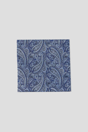 Blaues Einstecktuch mit Paisley-Muster