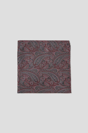 Schwarzes & rotes Einstecktuch mit Paisley
