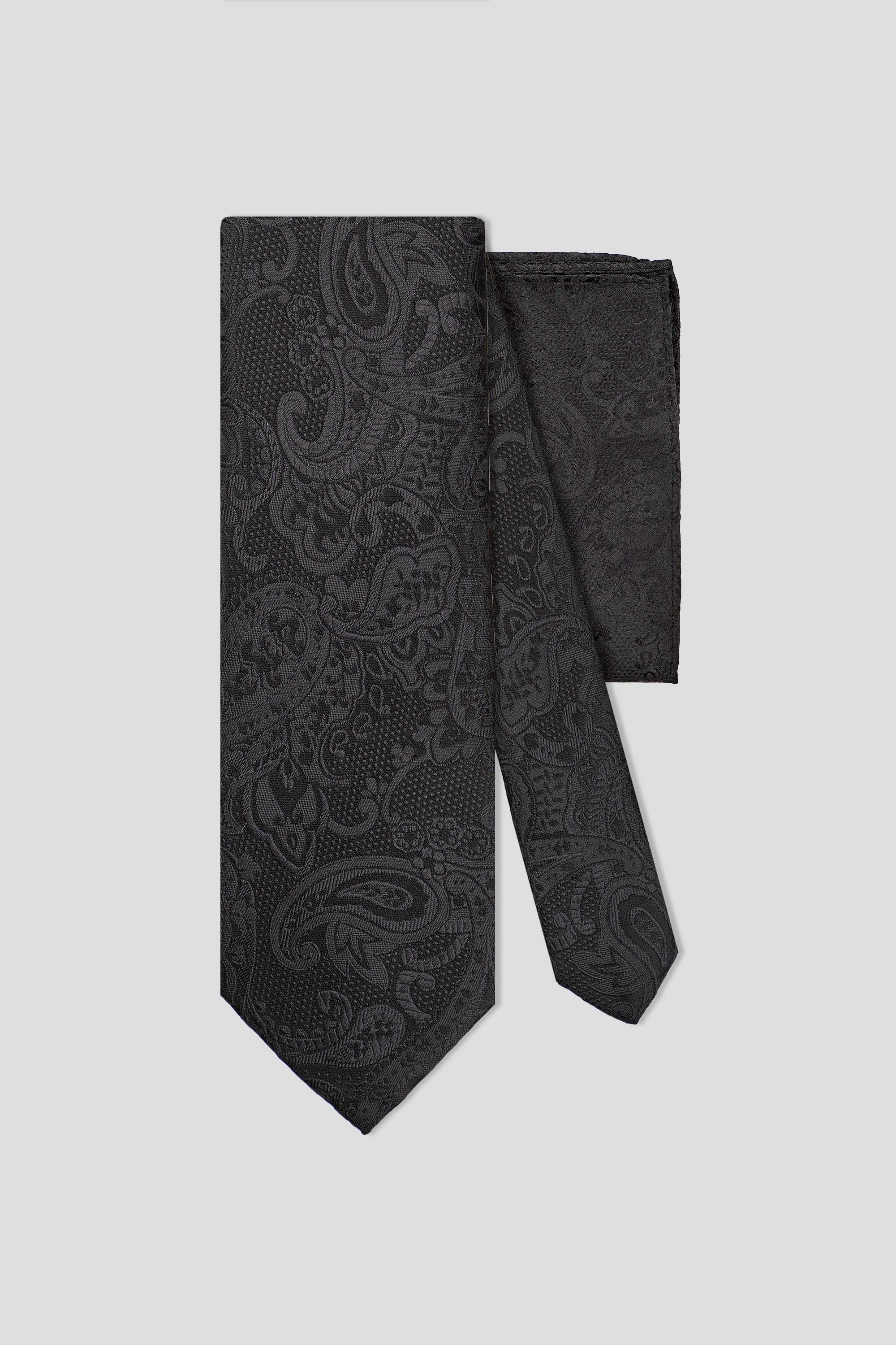 Slips & lommekluds pakke (Sort paisley) suitclub.dk