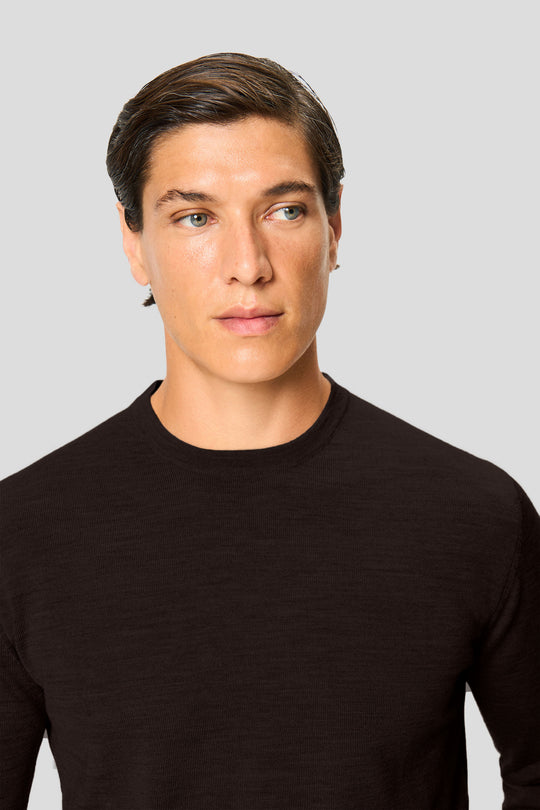 Brauner Merino-Rundhalspullover