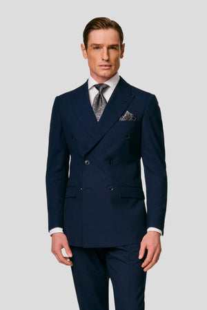 PRESTIGE marineblauer zweireihiger Blazer mit Karomuster