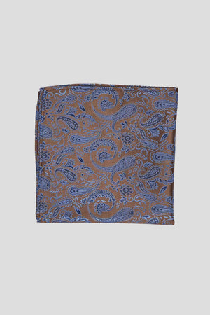 Einstecktuch in Braun & Blau mit Paisley-Muster