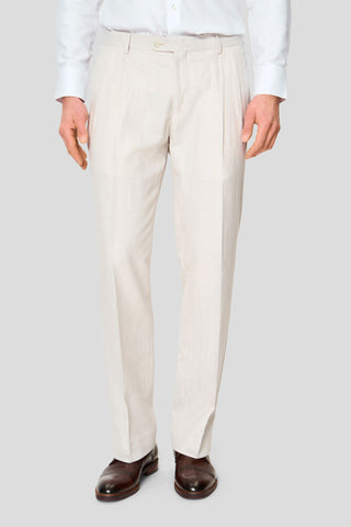 PRESTIGE off-white dobbeltradet hørjakkesæt