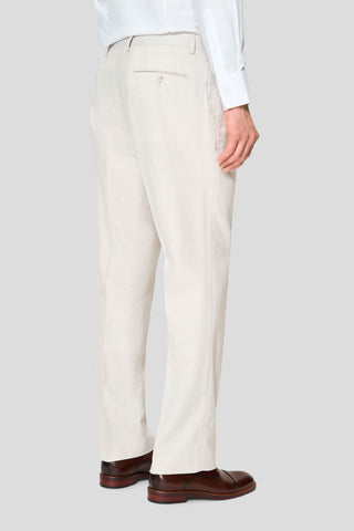 PRESTIGE off-white dobbeltradet hørjakkesæt