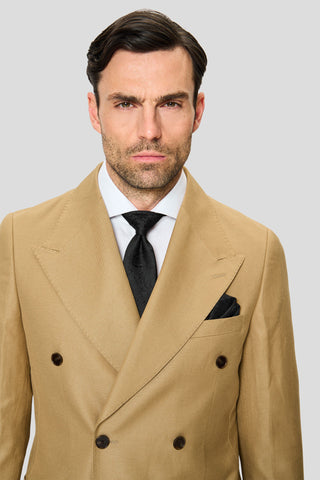 PRESTIGE camel dobbeltradet hørjakkesæt