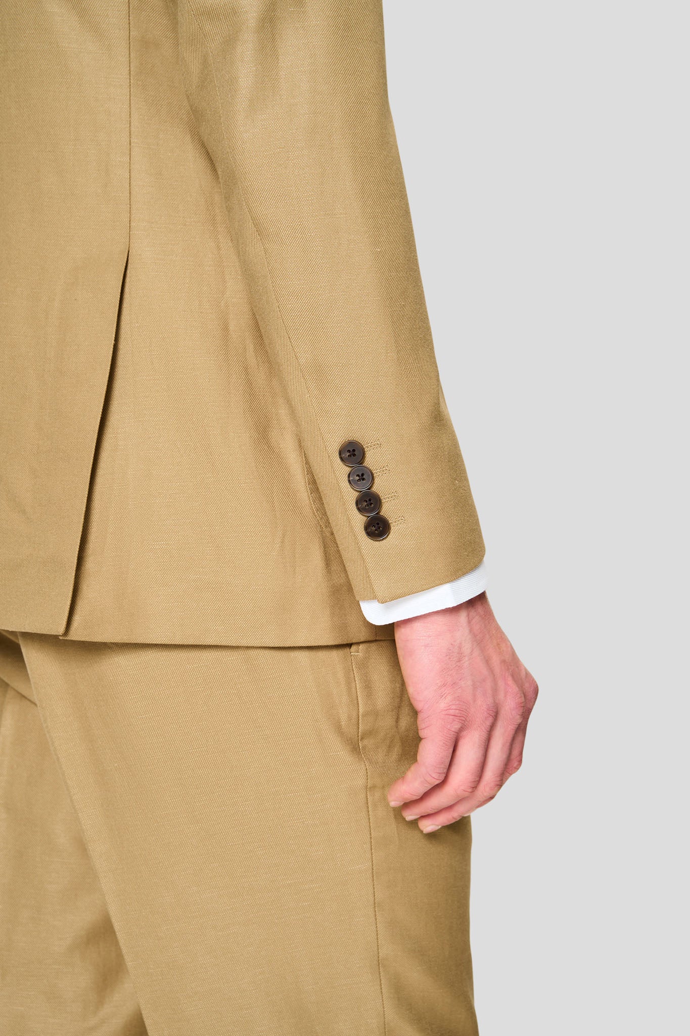 PRESTIGE camel dobbeltradet hørjakkesæt