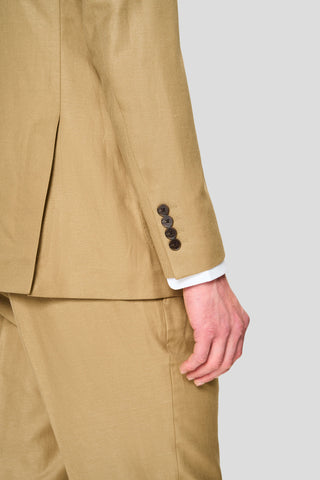 PRESTIGE camel dobbeltradet hørjakkesæt