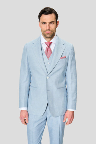 PRESTIGE lyseblåt three-piece hørjakkesæt