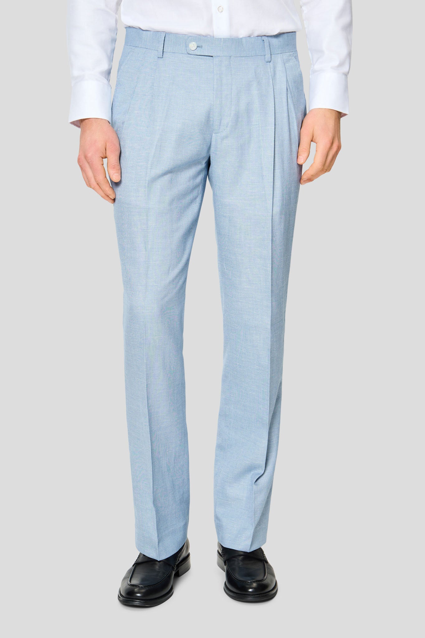 PRESTIGE lyseblåt hørjakkesæt