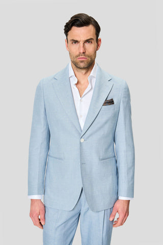 PRESTIGE lyseblåt hørjakkesæt