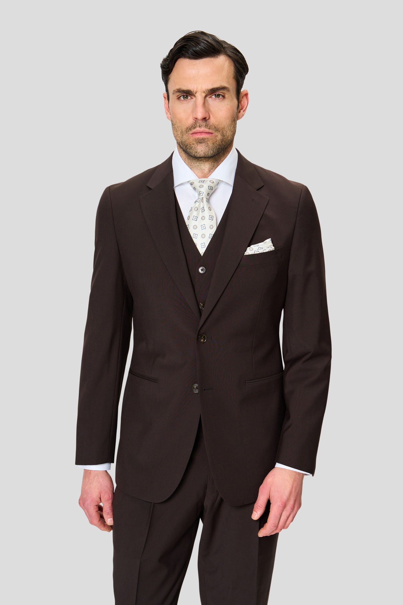 PREMIUM brunt three-piece jakkesæt