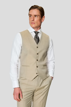 HERITAGE beige Weste mit Fischgrätmuster