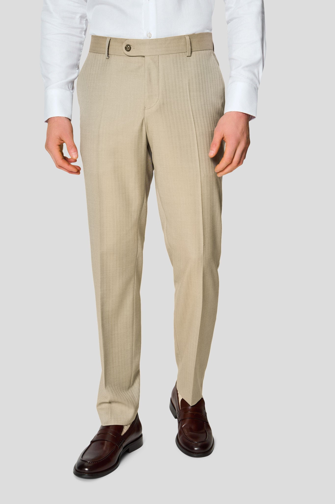 HERITAGE beige three-piece jakkesæt med sildeben