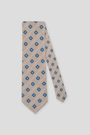 Beige & blau geblümte Krawatte