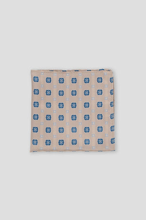 Geblümtes Einstecktuch in Beige und Blau