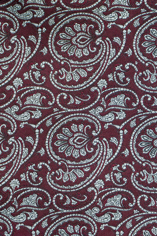 Bordeaux & hvidt paisley slips PVD