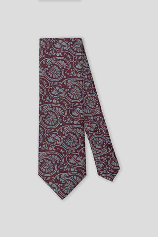 Bordeaux & hvidt paisley slipse