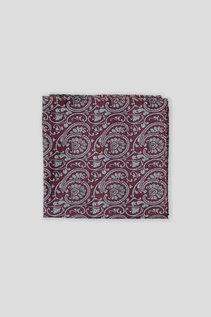 Bordeaux & weißes Paisley-Einstecktuch