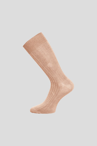 Lysebrune ribbed bomuldsstrømper - Onesize