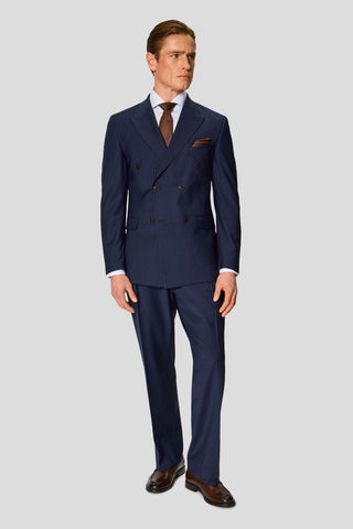 PREMIUM navy dobbeltradet jakkesæt med nålestriber PREMIUM