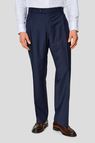 PREMIUM navy straight fit habitbukser med nålestriber 2.0 MBO