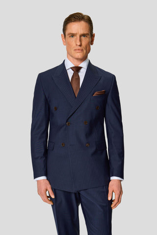 PREMIUM navy dobbeltradet blazer med nålestriber