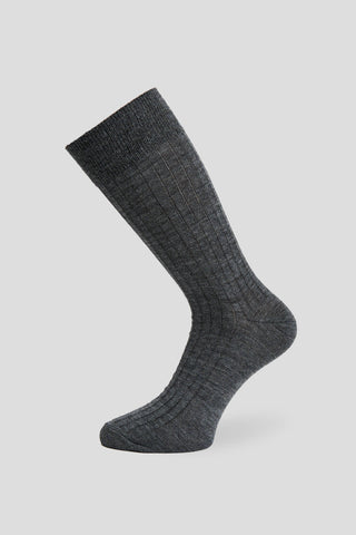 Exclusive grå ribbed uldstrømper Lindner