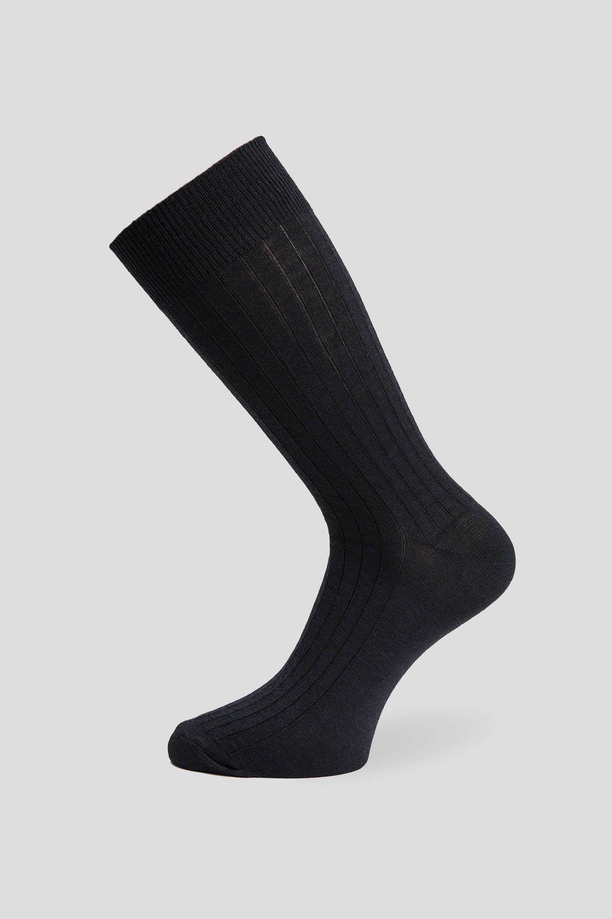 Exclusive sort ribbed uldstrømper Lindner