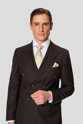 HERITAGE brunt dobbeltradet jakkesæt med sildeben MBO