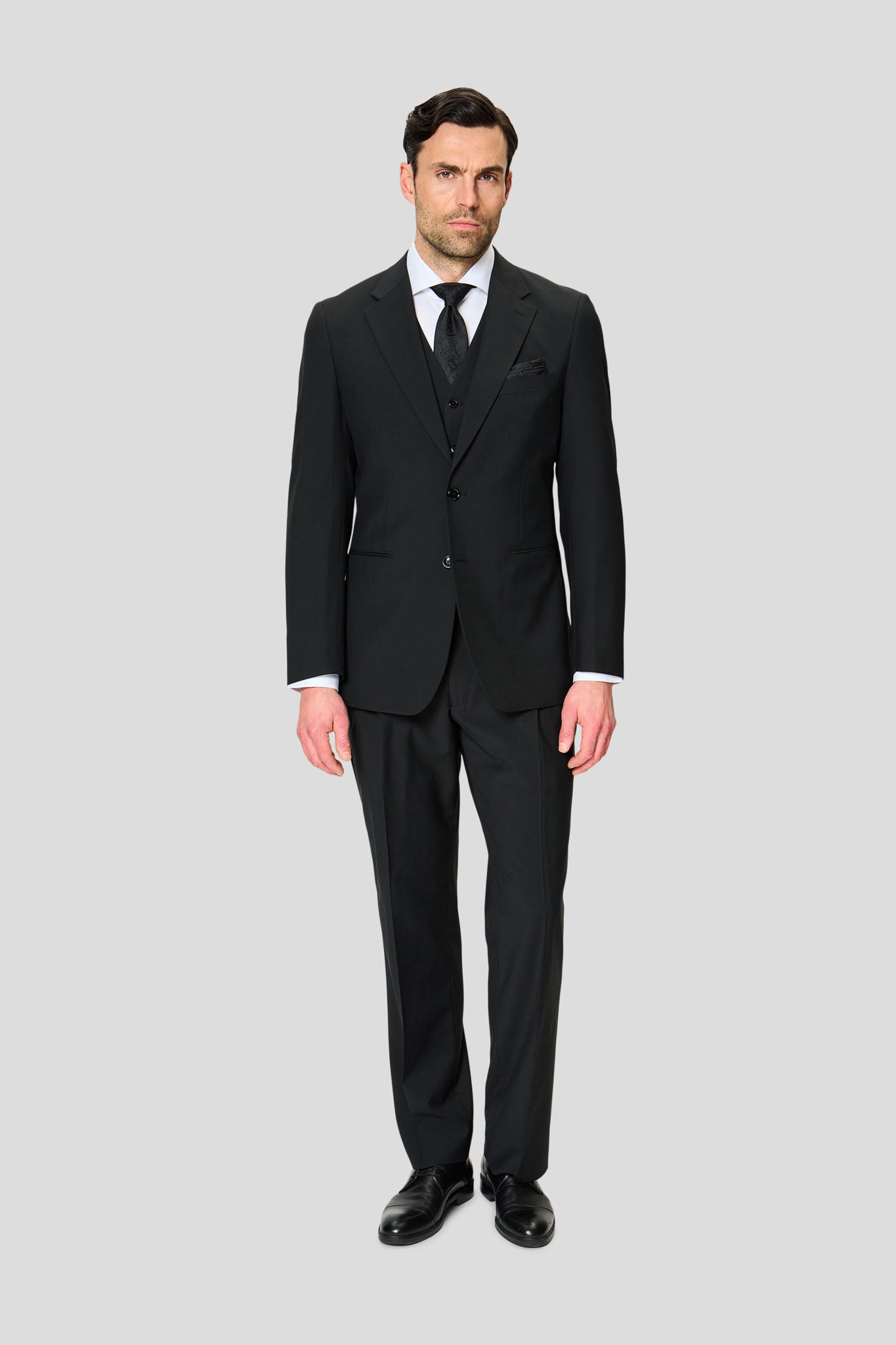 PREMIUM sort three-piece jakkesæt