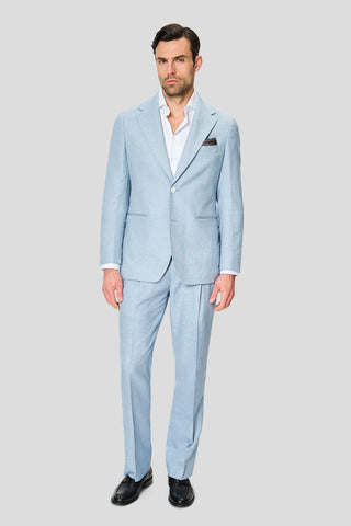 PRESTIGE lyseblåt hørjakkesæt