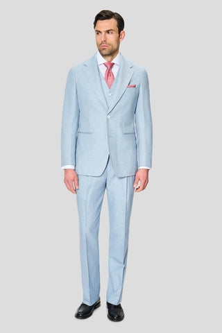 PRESTIGE lyseblåt three-piece hørjakkesæt