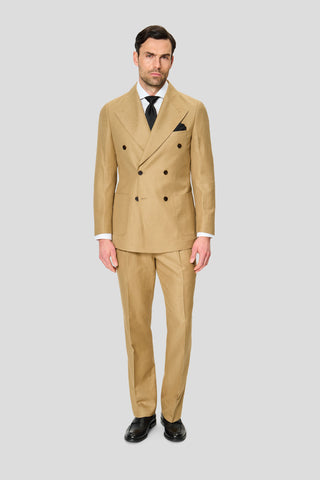 PRESTIGE camel dobbeltradet hørjakkesæt