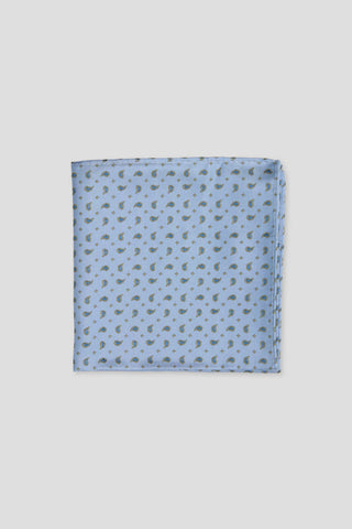 Lyseblå dråbemønstret silkelommeklud