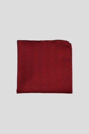 Rotes Einstecktuch mit Fischgrätenmuster