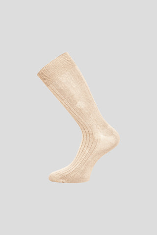 Sand ribbed bomuldsstrømper - Onesize