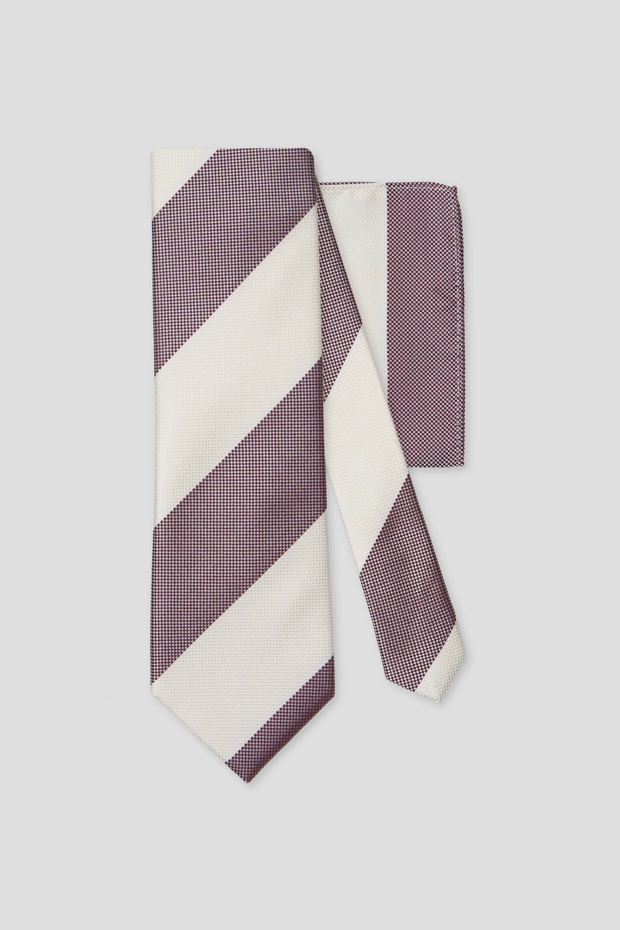 Slips og lommekluds pakke (Vinrød stribet i silke) suitclub.dk